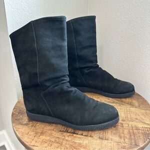 Santana Canada Black Suede Slouchy Winter Boots Insulated